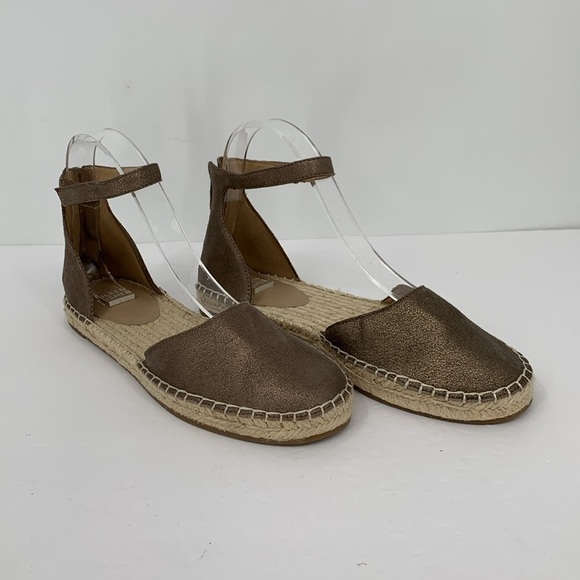 Eileen Fisher Lala Espadrille sandal shoe bronze leather ankle strap flat 8.5 - Picture 2 of 6